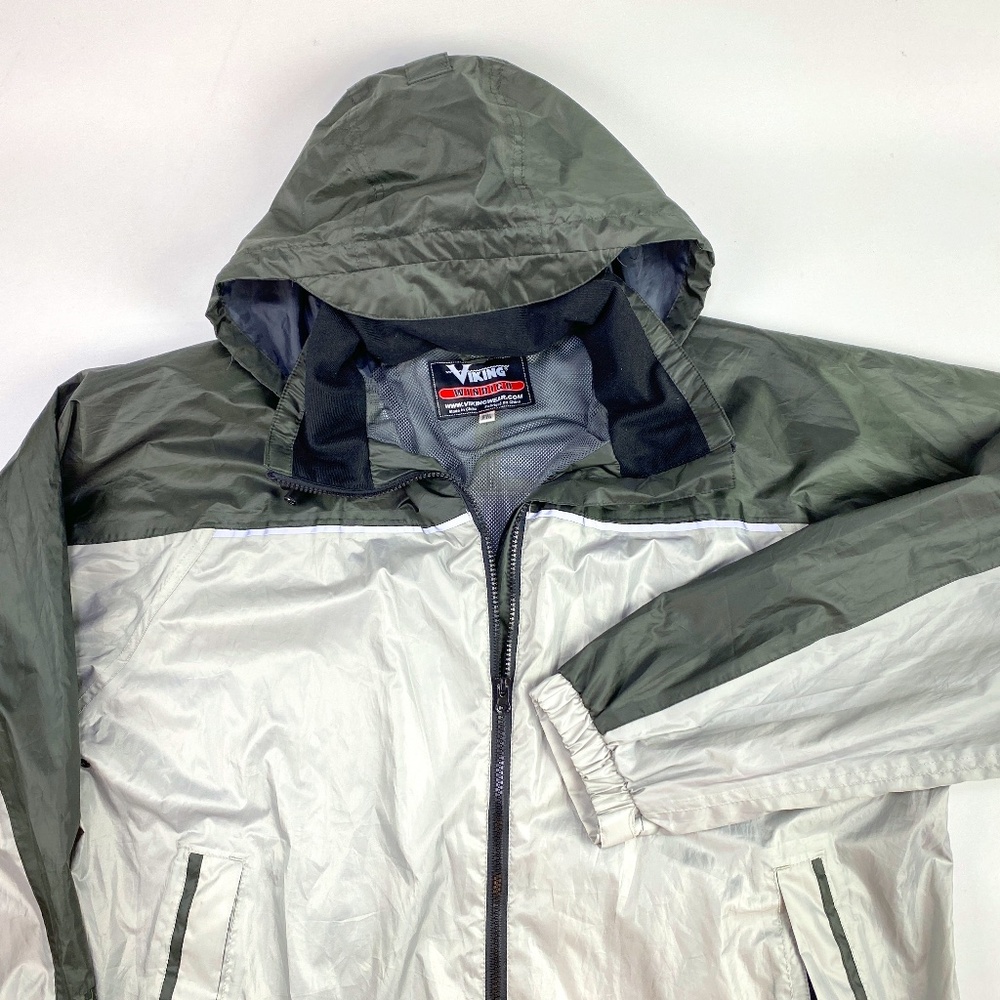 Viking Windigo Windbreaker Jacket Coat Mens 2XL Grey Black Nylon Hooded